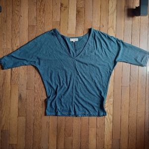 Synergy Slate Blue Dolman Sleeve V-neck Shirt  - XS